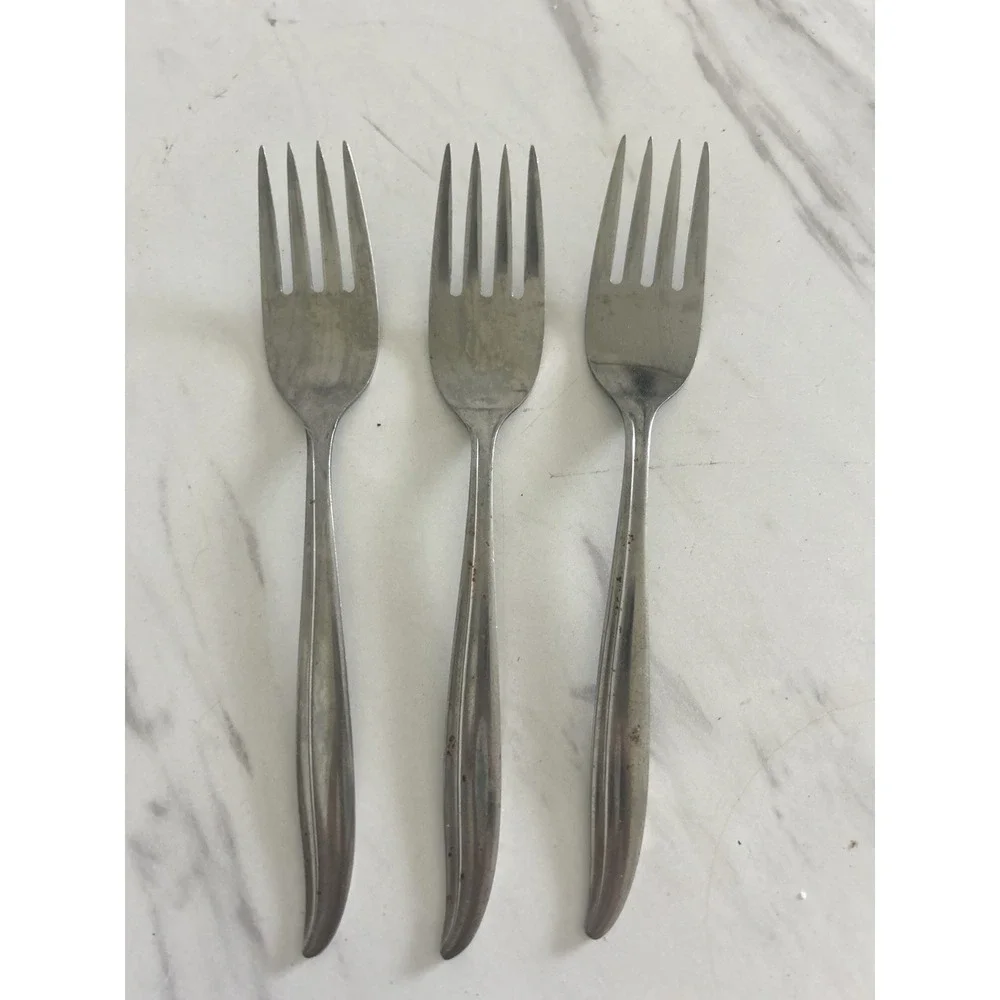 Amcrest Stainless Steel Salad Forks Troy Pattern‎ Japan Flatware Lot of 3